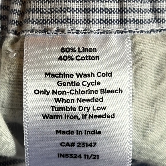 Talbots | Billy Blue & White Stripe Washed Linen Cotton Blend Shorts Size XLP - Picture 7 of 9